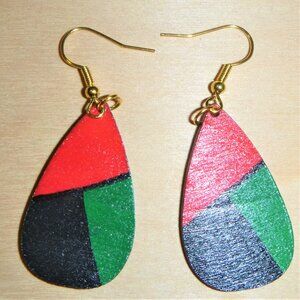 Red, Black & Green Tear Drop Earrings / RBG African American Tear Drop Earrings
